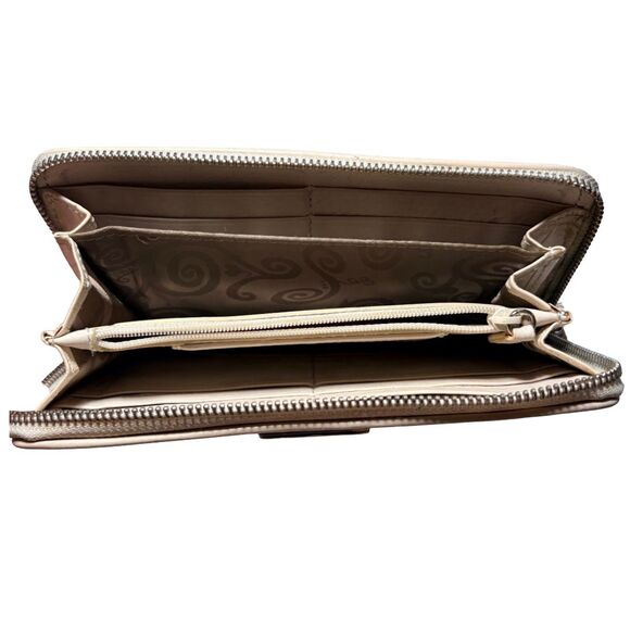 Brighton Croc Embossed Leather Wallet Zip Around Organizer Neutral - Picture 5 of 7